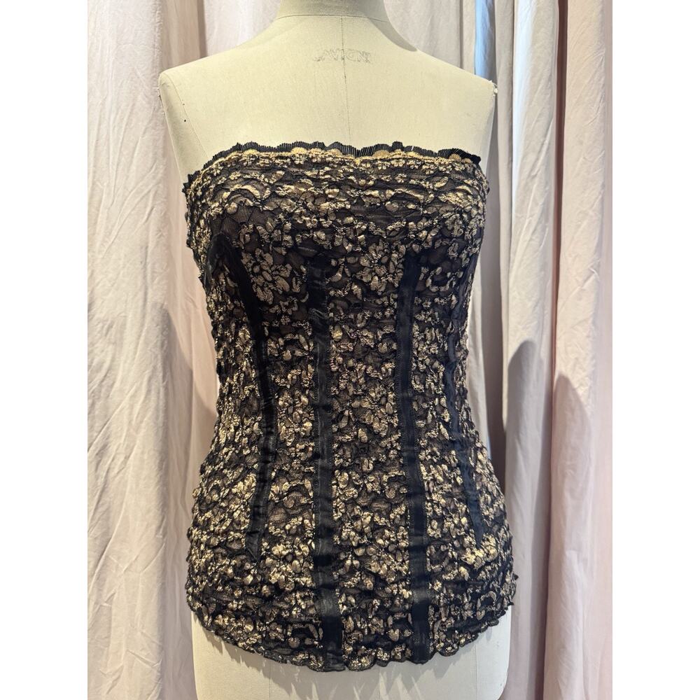 Ann Ferriday Unworn Vintage Pucker Crossdye Lace Silk Trimmed strapless Corset M